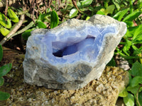 Natural Blue Lace Agate Geode Specimens x 1 From Nsanje, Malawi