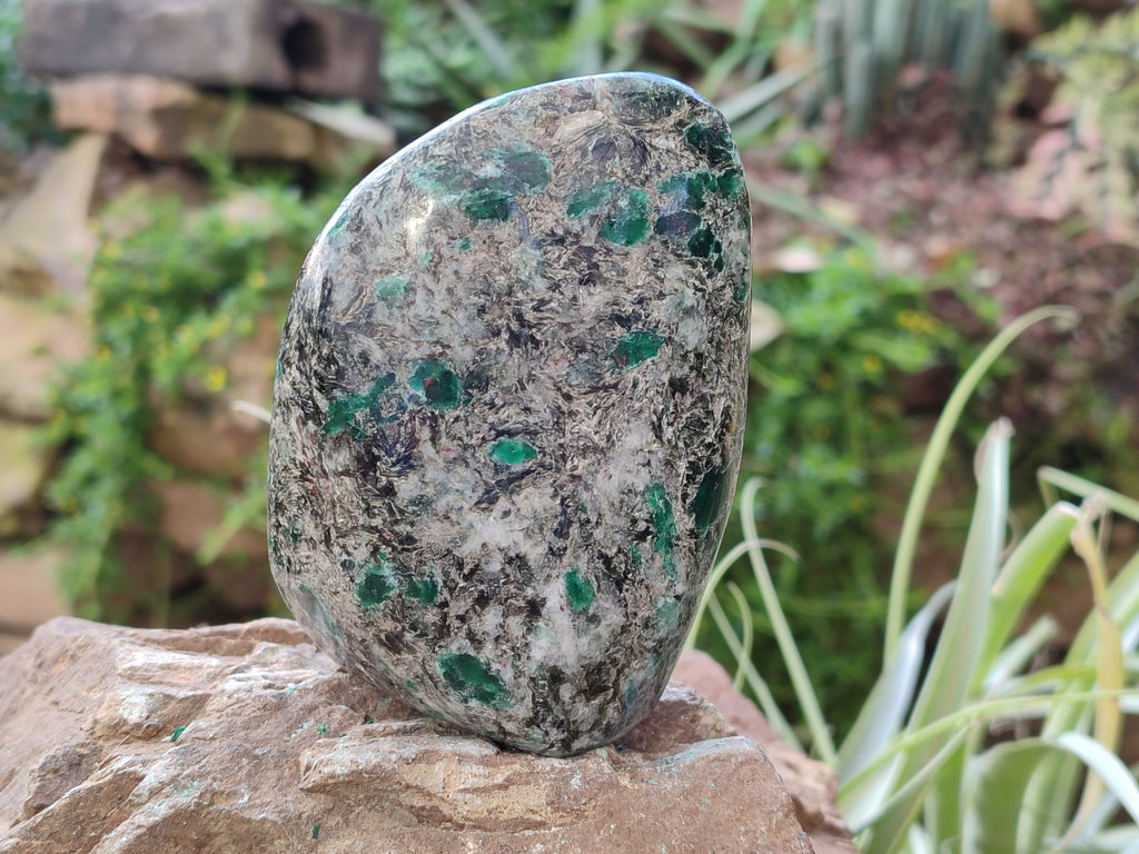 Polished Emerald Mica In Matrix Standing Free Forms x 2 From Mutoko, Zimbabwe - Toprock Gemstones and Minerals 