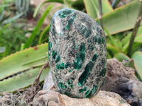 Polished Emerald Mica In Matrix Standing Free Forms x 2 From Mutoko, Zimbabwe - Toprock Gemstones and Minerals 