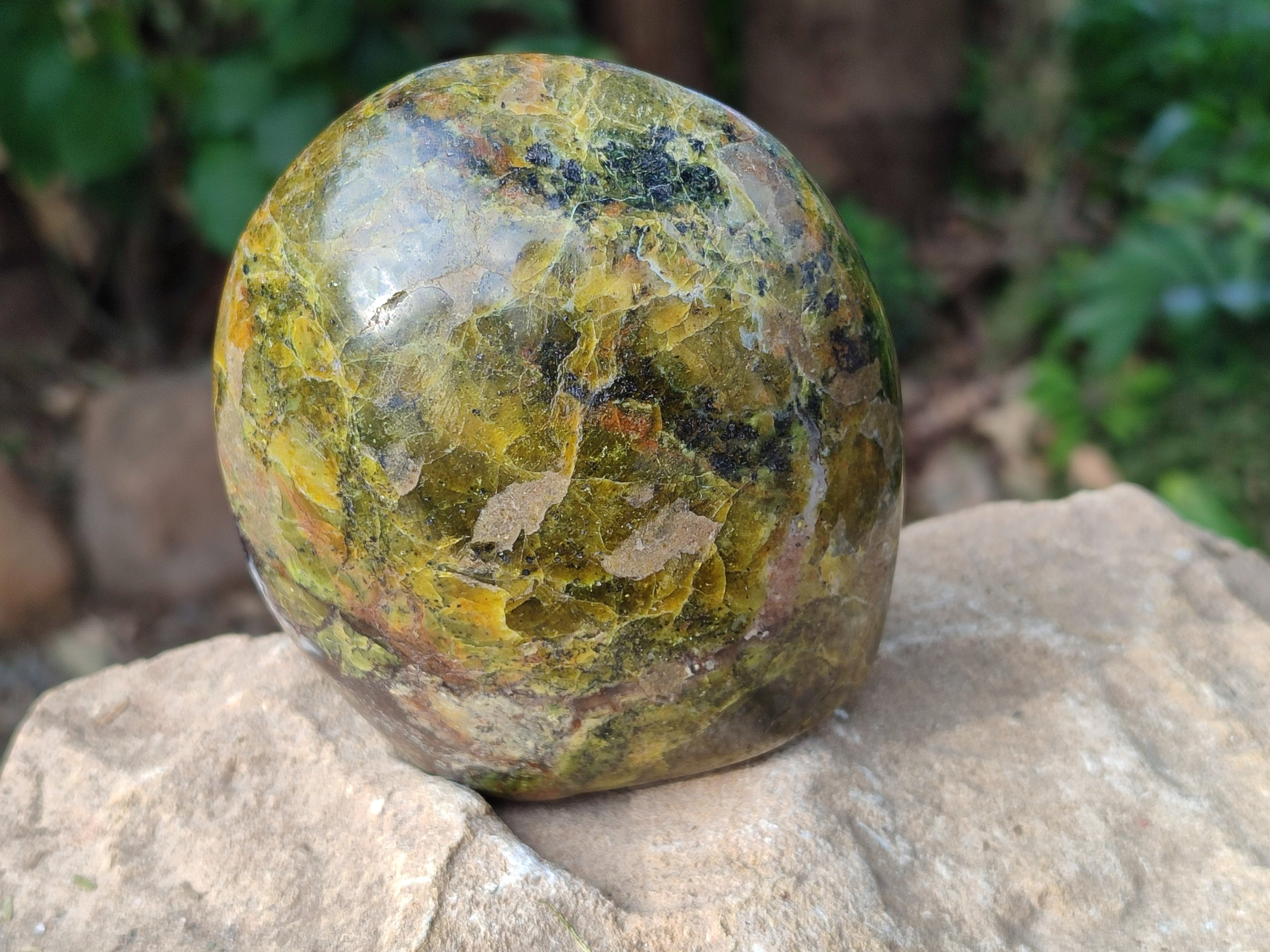 Polished Green Opal Standing Free Forms x 2 From Betroka, Madagascar - Toprock Gemstones and Minerals 