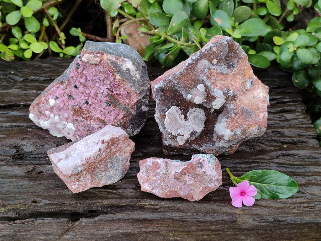 Natural Drusy Salrose with Chrysocolla, Malachite and Kaolinite Specimens x 4 From Kakanda, Congo - Toprock Gemstones and Minerals 