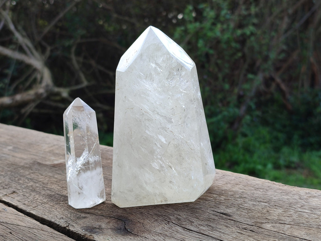 Polished Clear Rainbow Veil Quartz Crystals x 4 From Madagascar - Toprock Gemstones and Minerals 