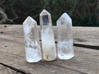 Polished Clear Rainbow Veil Quartz Crystals x 4 From Madagascar - Toprock Gemstones and Minerals 