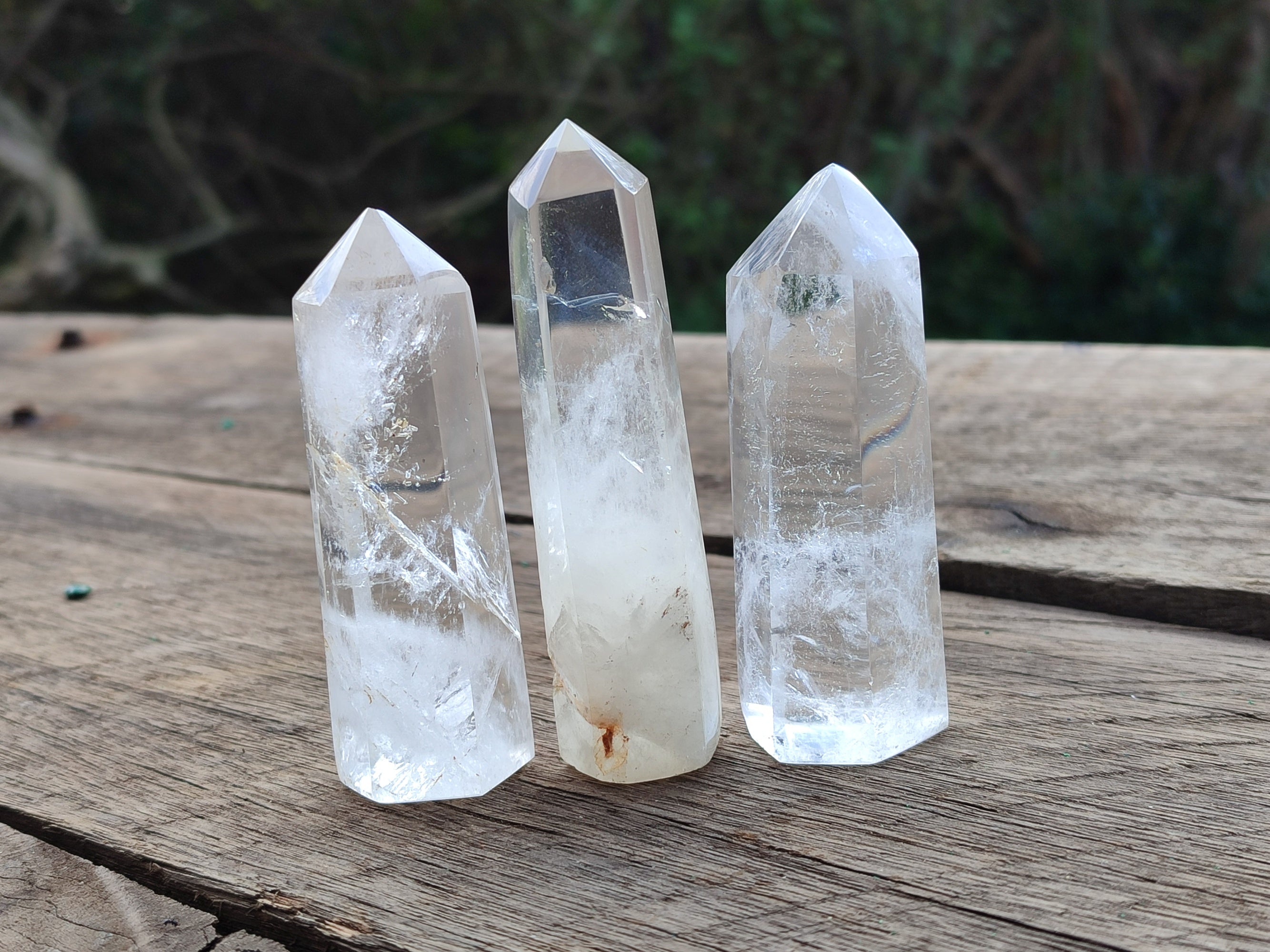 Polished Clear Rainbow Veil Quartz Crystals x 4 From Madagascar - Toprock Gemstones and Minerals 