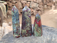 Polished Bastite Dragons Blood Stone Points x 3 From Tshipise, South Africa - Toprock Gemstones and Minerals 