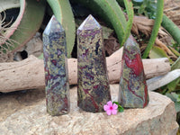 Polished Bastite Dragons Blood Stone Points x 3 From Tshipise, South Africa - Toprock Gemstones and Minerals 