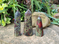 Polished Bastite Dragons Blood Stone Points x 3 From Tshipise, South Africa - Toprock Gemstones and Minerals 