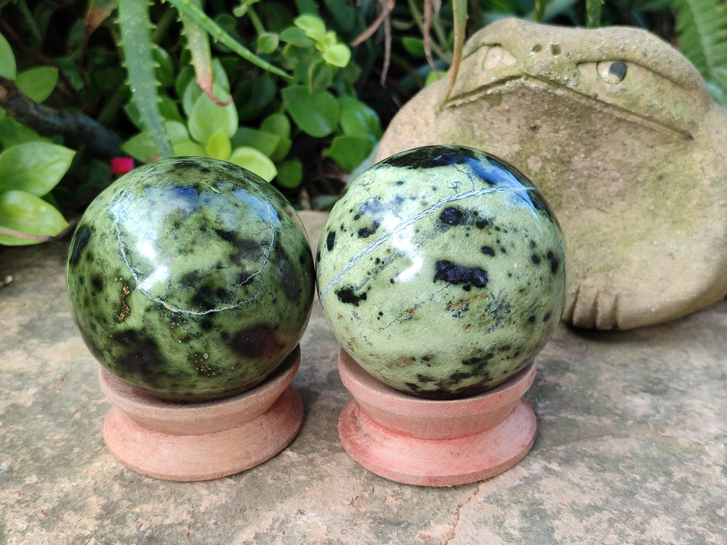 Polished Leopard Stone Spheres x 3 From Nyanga, Zimbabwe - Toprock Gemstones and Minerals 