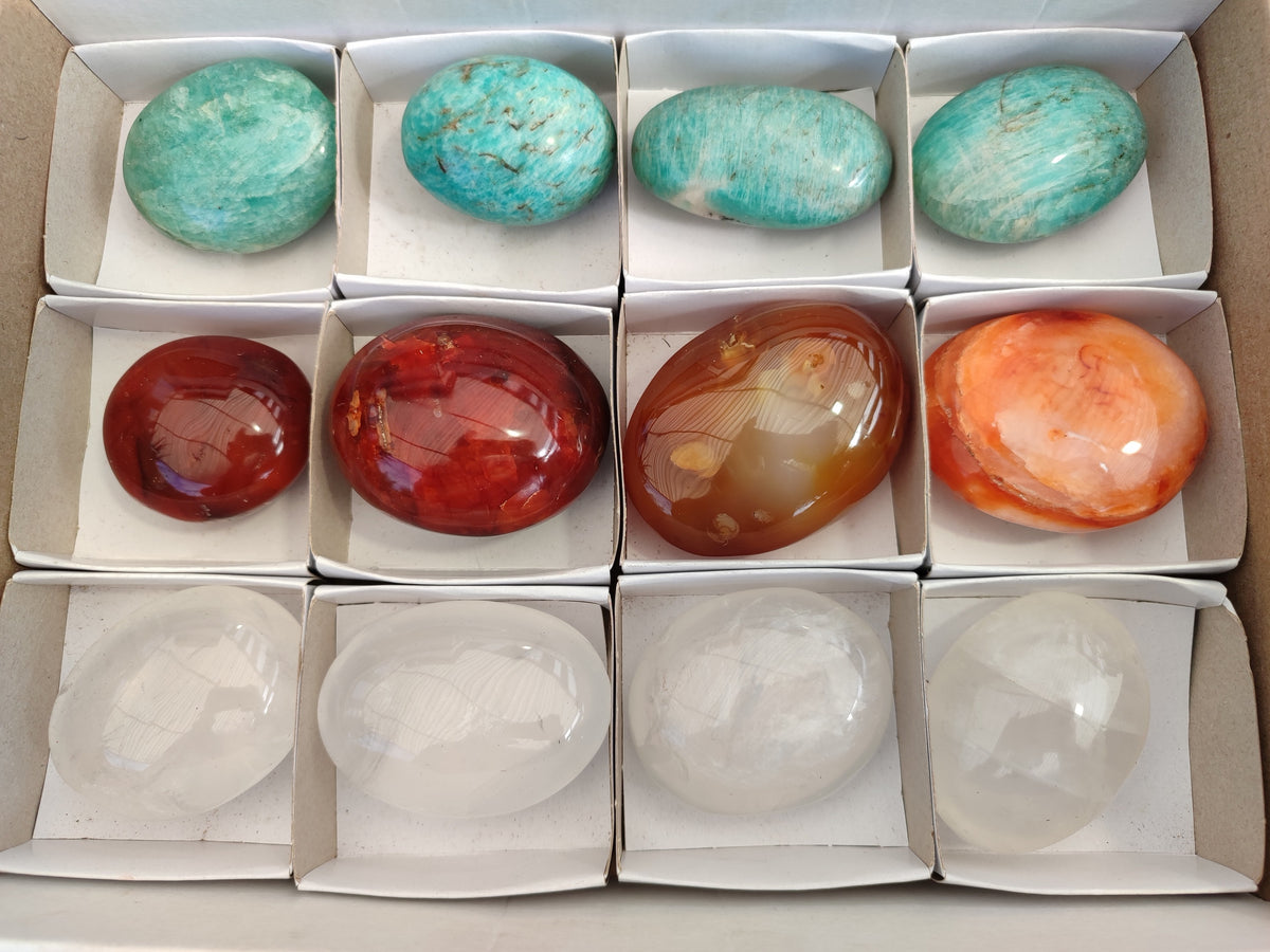 Polished Mix Of Selected Palm Stones x 12 From Madagascar - Toprock Gemstones and Minerals 