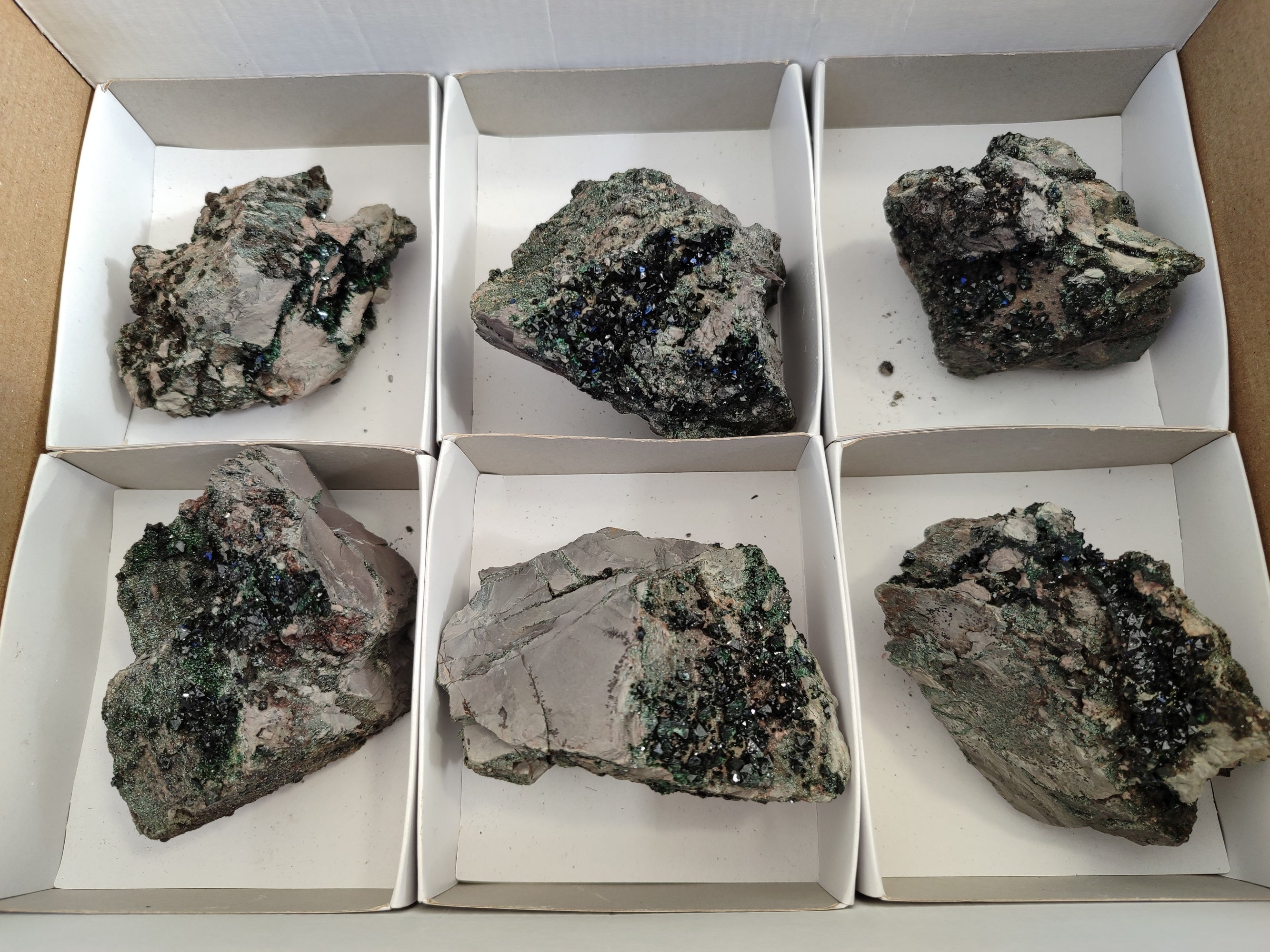 Natural Libethenite Crystals On Dolomite Matrix Specimens x 6 From Shituru, Congo - Toprock Gemstones and Minerals 