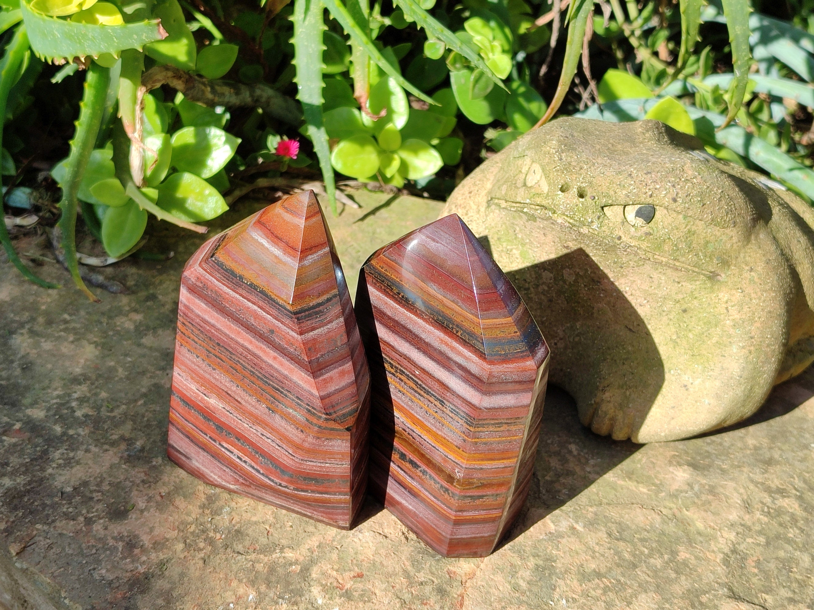 Polished Banded Tiger Iron Points x 2 From Northern Cape, South Africa - Toprock Gemstones and Minerals 