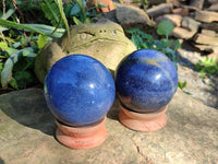 Polished Lazulite Spheres x 2 From Madagascar - Toprock Gemstones and Minerals 