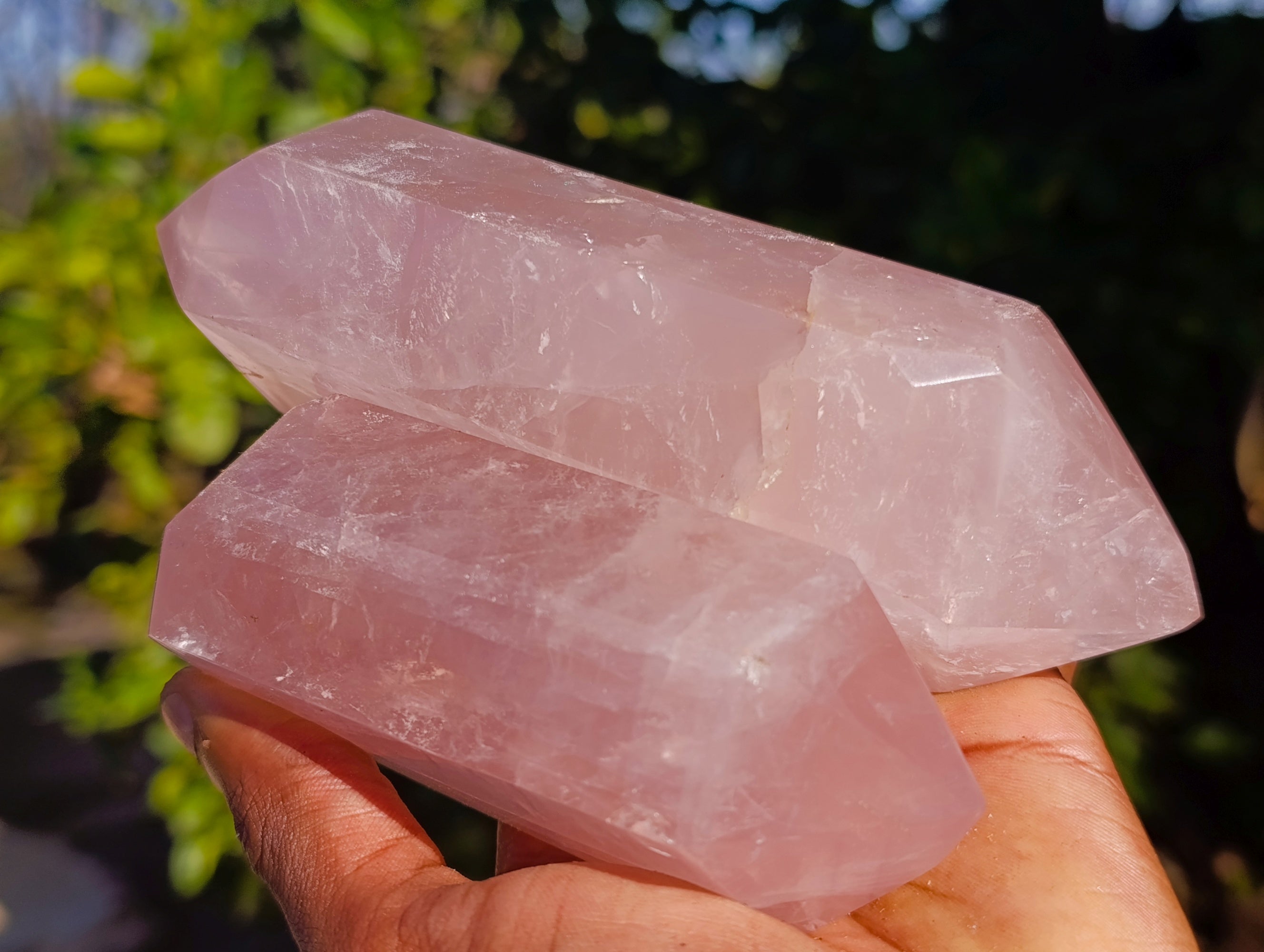 Polished Double Terminated Rose Quartz Points x 4 Ambatondrazaka, Madagascar - Toprock Gemstones and Minerals 