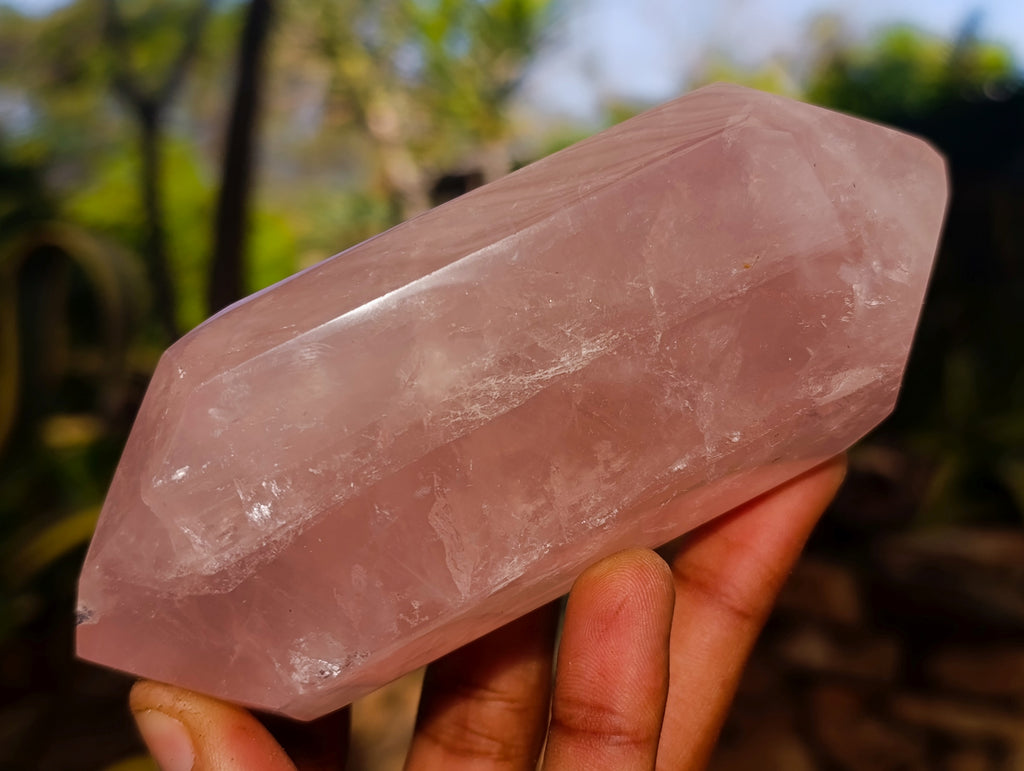 Polished Double Terminated Rose Quartz Points x 4 Ambatondrazaka, Madagascar - Toprock Gemstones and Minerals 