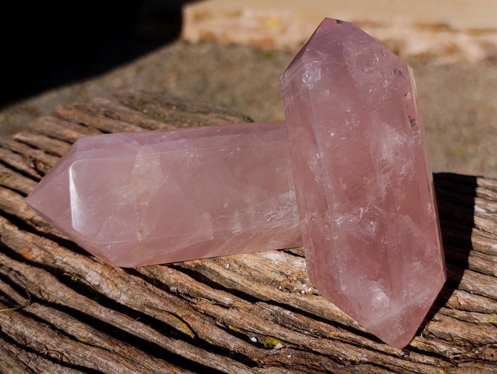 Polished Double Terminated Rose Quartz Points x 4 Ambatondrazaka, Madagascar - Toprock Gemstones and Minerals 