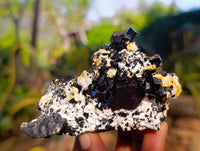 Natural Schorl Black Tourmaline on Orthoclase Matrix with a dash of Hyalite Opal x 6 From Erongo, Namibia - Toprock Gemstones and Minerals 