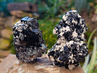 Natural Schorl Black Tourmaline on Orthoclase Matrix with a dash of Hyalite Opal x 6 From Erongo, Namibia - Toprock Gemstones and Minerals 