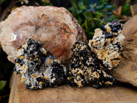 Natural Schorl Black Tourmaline on Orthoclase Matrix with a dash of Hyalite Opal x 6 From Erongo, Namibia - Toprock Gemstones and Minerals 