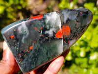 Polished Bloodstone Standing Free Forms x 3 From Swaziland