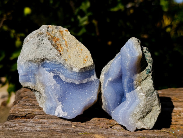 Natural Blue Lace Agate Geode Specimens x 6 From Nsanje, Malawi