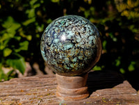 Polished "African Turquoise" Chrysocolla Spheres x 2 From Blue Mine, South Africa - Toprock Gemstones and Minerals 