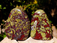 Polished Bloodstone Standing Free Forms x 2 From Swaziland