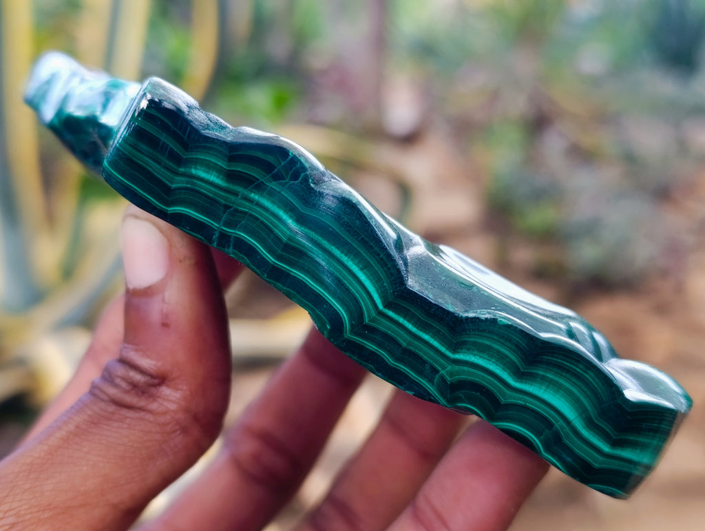 Polished Flower Banded Malachite Free Forms x 4 From Congo - Toprock Gemstones and Minerals 