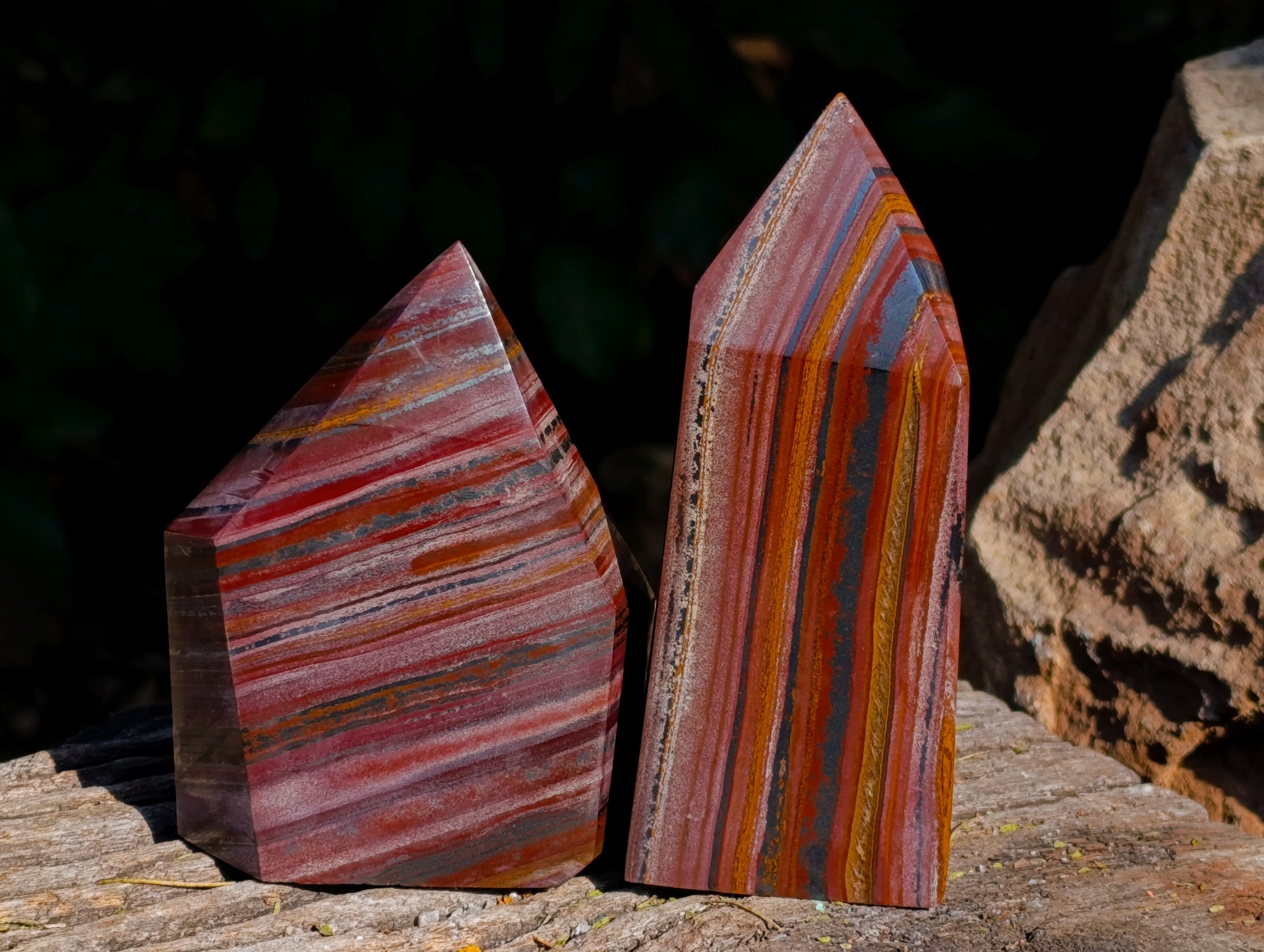 Polished Banded Tiger Iron Points x 3 From Northern Cape, South Africa - Toprock Gemstones and Minerals 