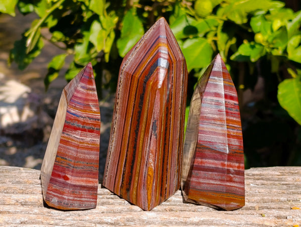 Polished Banded Tiger Iron Points x 3 From Northern Cape, South Africa