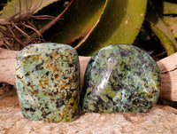 Polished "African Turquoise" Chrysocolla Standing Free Forms x 2 From South Africa - Toprock Gemstones and Minerals 