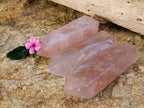 Polished Double Terminated Rose Quartz Points x 5 From Ambatondrazaka, Madagascar - Toprock Gemstones and Minerals 