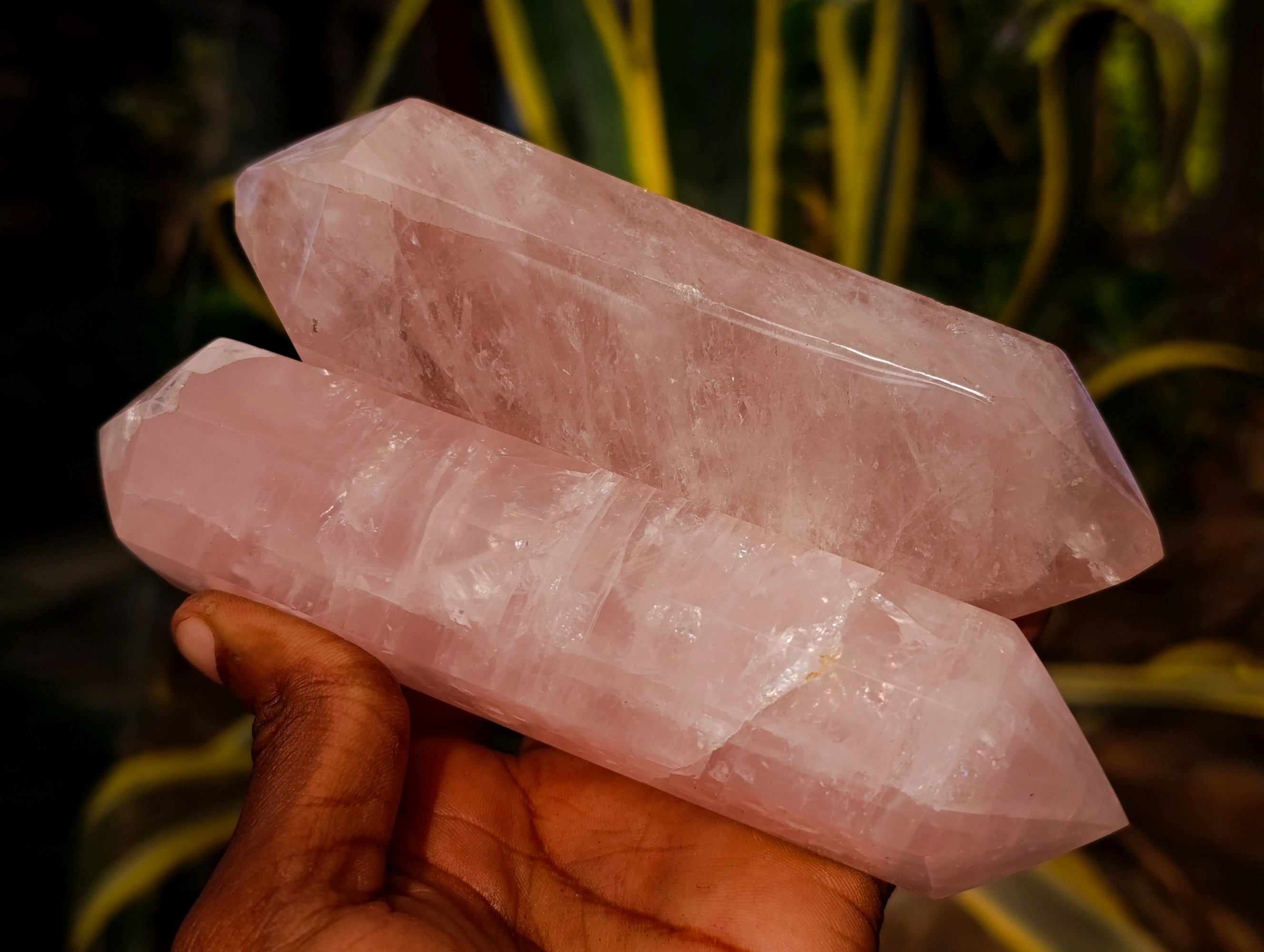 Polished Double Terminated Rose Quartz Points x 5 From Ambatondrazaka, Madagascar - Toprock Gemstones and Minerals 