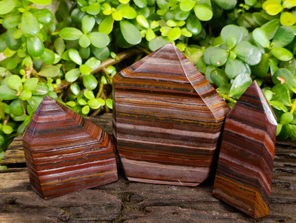 Polished Banded Tiger Iron Points x 3 From Northern Cape, South Africa