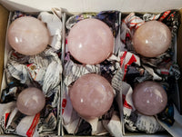 Polished Rose Quartz Spheres x 6 From Ambatondrazaka, Madagascar - Toprock Gemstones and Minerals 