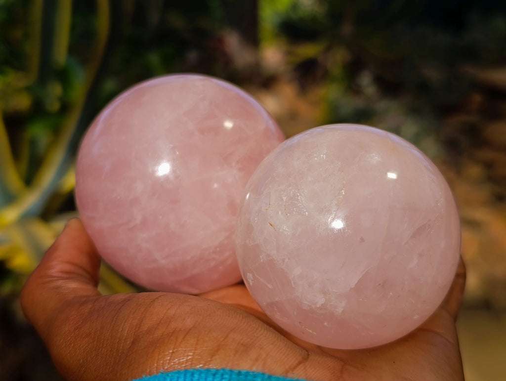 Polished Rose Quartz Spheres x 6 From Ambatondrazaka, Madagascar - Toprock Gemstones and Minerals 