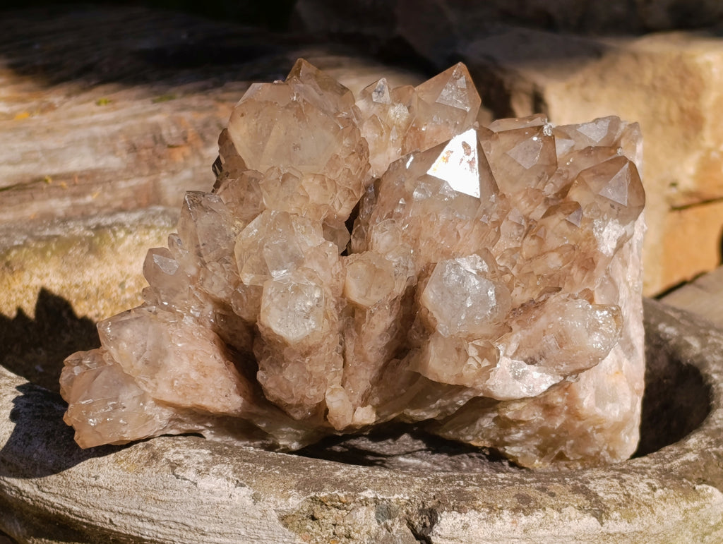 Natural Phantom Cascading Smokey Quartz Cluster x 1 From Luena, Congo - Toprock Gemstones and Minerals 