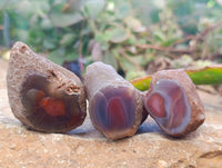 Polished On One Side Red Sashe River Agate Nodules x 20 From Zimbabwe - Toprock Gemstones and Minerals 
