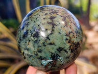Polished "African Turquoise" Chrysocolla Spheres x 2 From Blue Mine, South Africa - Toprock Gemstones and Minerals 
