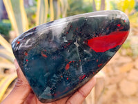 Polished Bloodstone Standing Free Forms x 2 From Swaziland