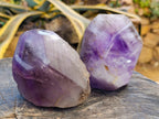Polished Smokey Window Amethyst Quartz Crystals x 2 From Akansobe, Madagascar - Toprock Gemstones and Minerals 