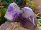 Polished Smokey Window Amethyst Quartz Crystals x 2 From Akansobe, Madagascar - Toprock Gemstones and Minerals 