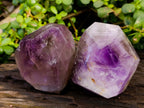 Polished Smokey Window Amethyst Quartz Crystals x 2 From Akansobe, Madagascar - Toprock Gemstones and Minerals 