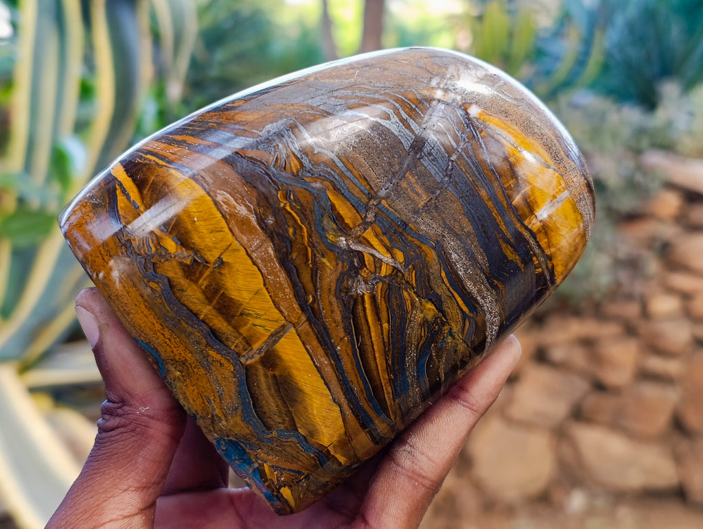 Polished Tiger's Eye Standing Free Forms x 2 From Prieska, South Africa - Toprock Gemstones and Minerals 