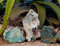 Natural Drusy Coated Chrysocolla With Hemimorphite and Malachite Specimens x 3 From Congo - Toprock Gemstones and Minerals 
