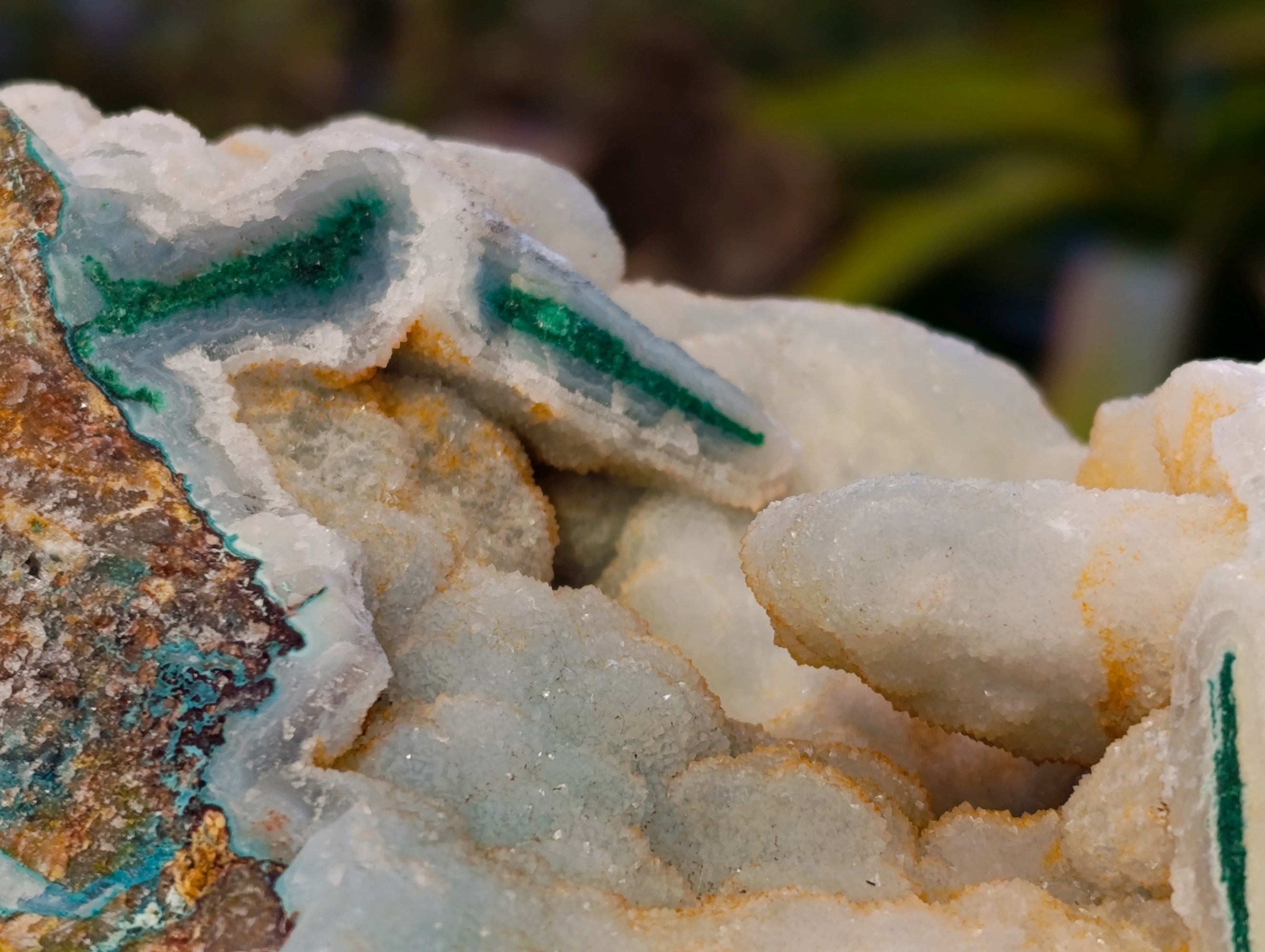 Natural Drusy Coated Chrysocolla With Hemimorphite and Malachite Specimens x 3 From Congo - Toprock Gemstones and Minerals 
