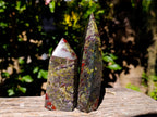 Polished Bastite Dragons Blood Stone Points x 2 From Tshipise, South Africa - Toprock Gemstones and Minerals 