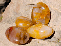 Polished Golden Healer Quartz Palm Stones x 20 From Madagascar