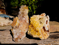 Natural Orange and Golden Limonite Quartz Clusters x 2 From Solwezi, Zambia - Toprock Gemstones and Minerals 