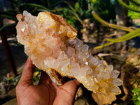 Natural Orange and Golden Limonite Quartz Clusters x 2 From Solwezi, Zambia - Toprock Gemstones and Minerals 