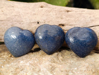 Polished Small Blue Lazulite Hearts x 35 From Madagascar